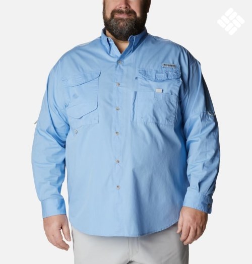 Columbia PFG Bonehead Long Sleeve Skjorte Herre Lyse Blå | Plus Size 27369L